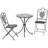 easycomfort set da giardino 3 pezzi 2 sedie pieghevoli e 1 tavolo design a mosaico grigio