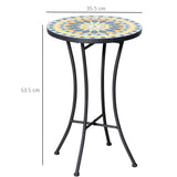 easycomfort easycomfort tavolino da giardino in metallo con piano dappoggio a mosaico 35 5x53 5cm