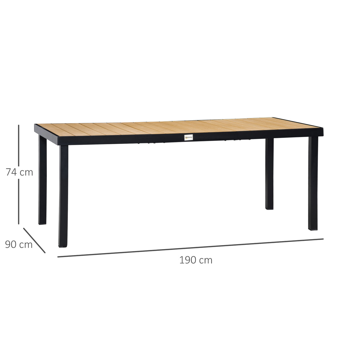 easycomfort easycomfort tavolo da giardino per 8 persone in alluminio tavolo da esterno in plastica per terrazzo e balcone nero e color legno