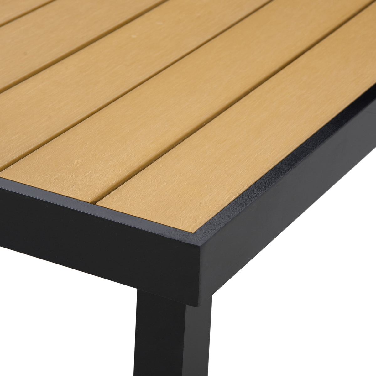 easycomfort easycomfort tavolo da giardino per 8 persone in alluminio tavolo da esterno in plastica per terrazzo e balcone nero e color legno