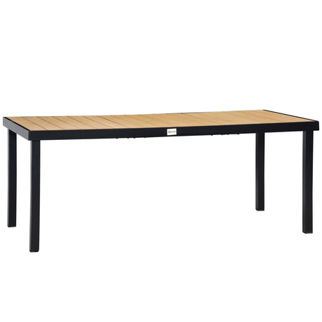easycomfort easycomfort tavolo da giardino per 8 persone in alluminio tavolo da esterno in plastica per terrazzo e balcone nero e color legno