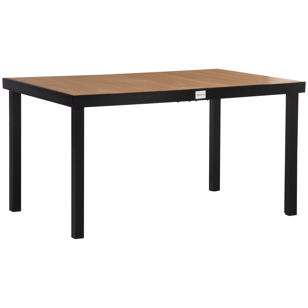 easycomfort tavolo da giardino per 6 persone in alluminio e plastica nero e color legno 33072