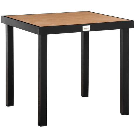 easycomfort easycomfort tavolo da giardino per 4 persone in alluminio e plastica nero e color legno
