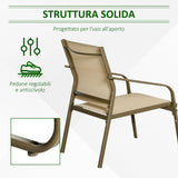 easycomfort set mobili da giardino 4 pezzi salotto da esterno con 2 sedie 1 divanetto e 1 tavolino da caffe in metallo e texteline kaki