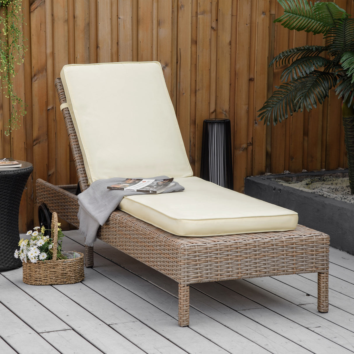 easycomfort cuscino per lettino prendisole con rivestimento poliestere sfoderabile 188x53x8cm bianco crema