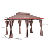 easycomfort easycomfort gazebo in acciaio con doppio tetto e tende impermeabili color cachi 4 x 3 m