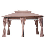 easycomfort easycomfort gazebo in acciaio con doppio tetto e tende impermeabili color cachi 4 x 3 m