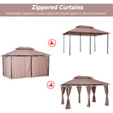 easycomfort easycomfort gazebo in acciaio con doppio tetto e tende impermeabili color cachi 4 x 3 m