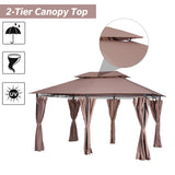 easycomfort easycomfort gazebo in acciaio con doppio tetto e tende impermeabili color cachi 4 x 3 m