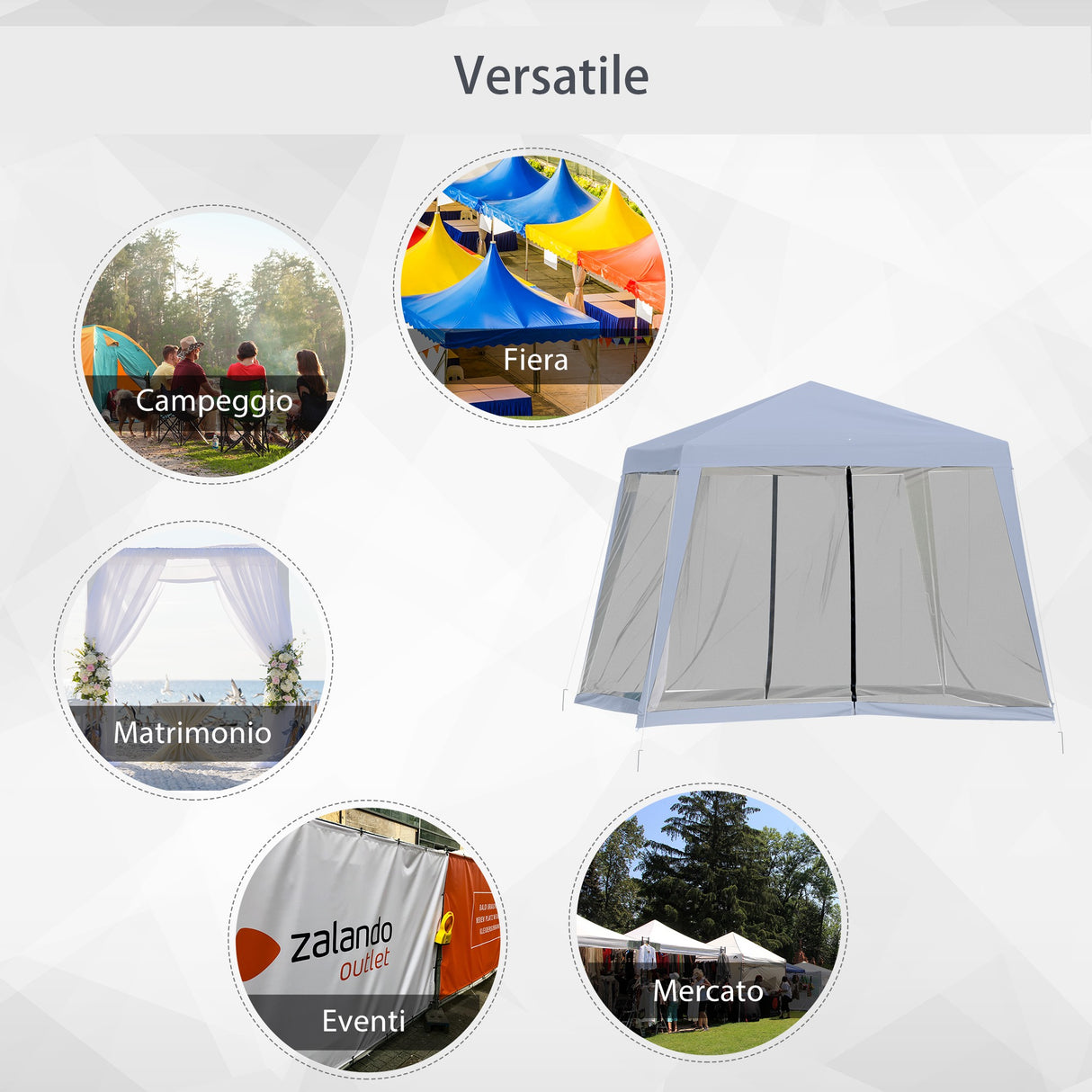 easycomfort easycomfort gazebo da giardino 3x3m con zanzariera copertura in poliestere e struttura in metallo grigio