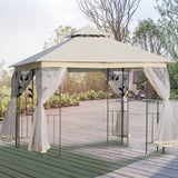easycomfort easycomfort gazebo da esterno o giardino 3x3m con zanzariera telaio in acciaio e doppio tettuccio bianco