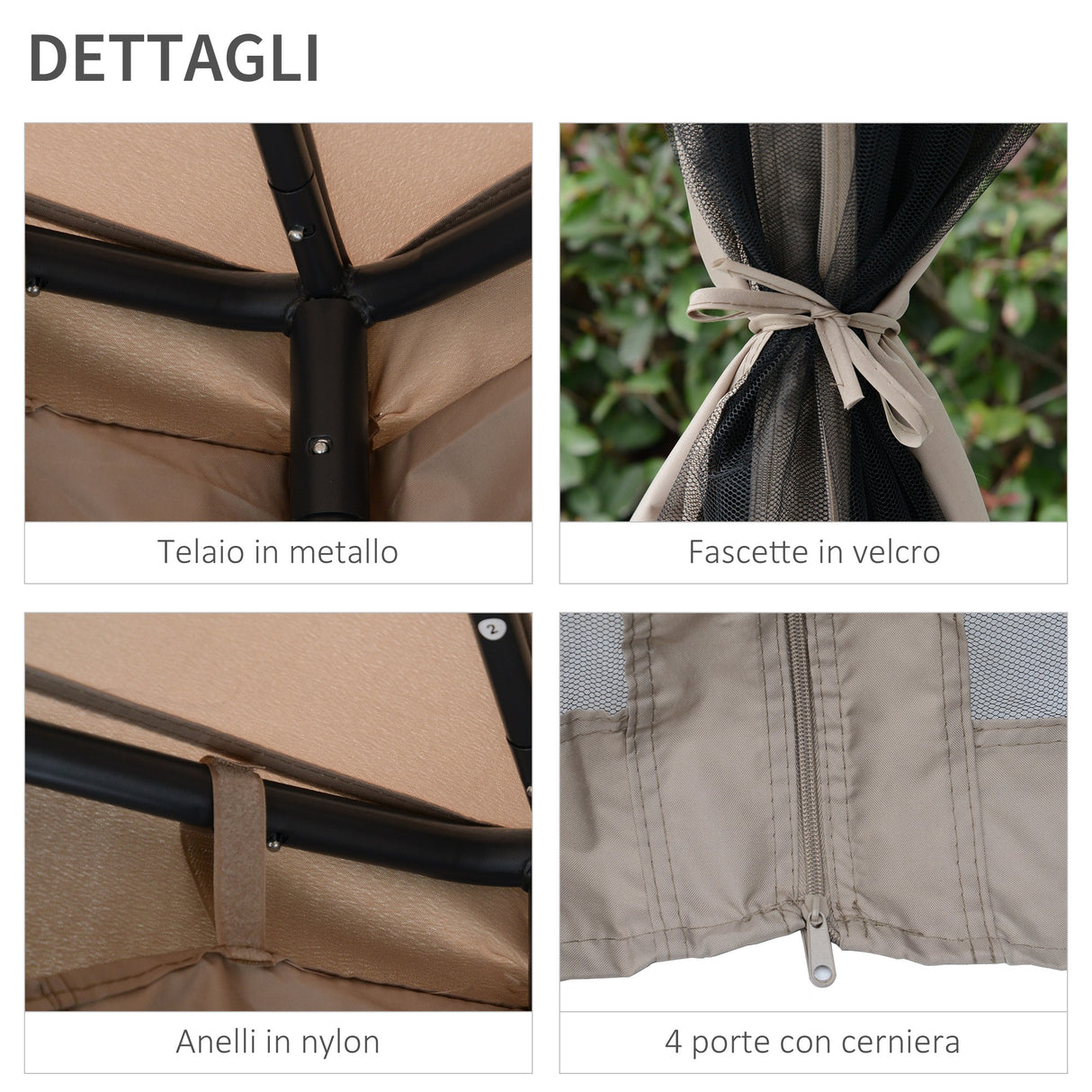easycomfort easycomfort gazebo da giardino con zanzariera in metallo e poliestere 294x294cm