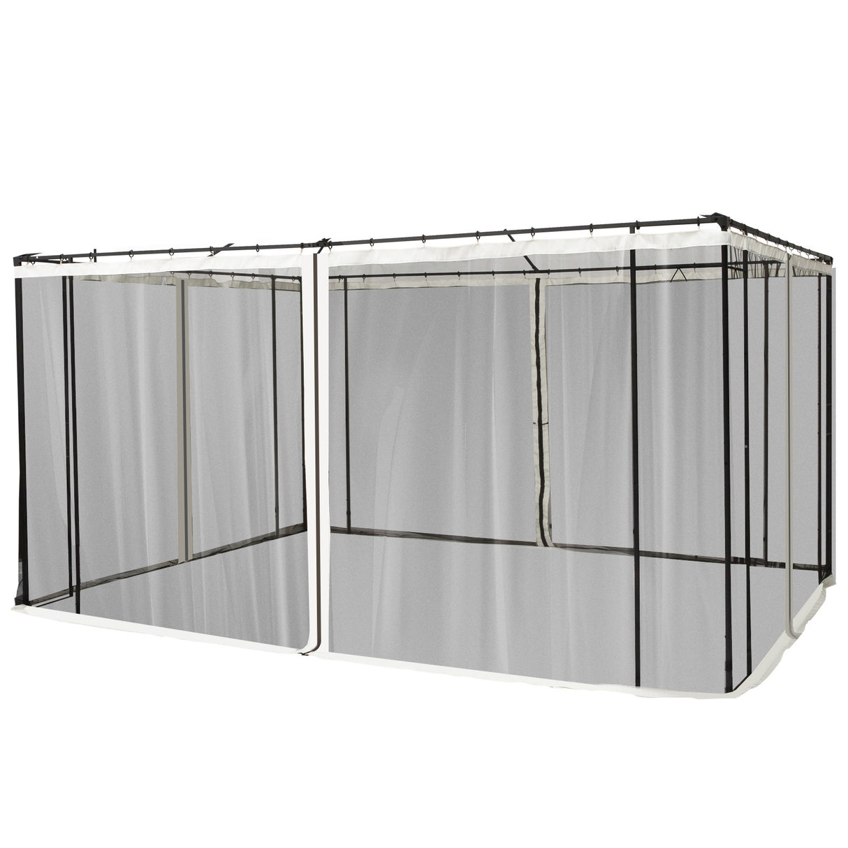 easycomfort zanzariera per gazebo tende di ricambio universale con cerniere 352x207cm nero beige