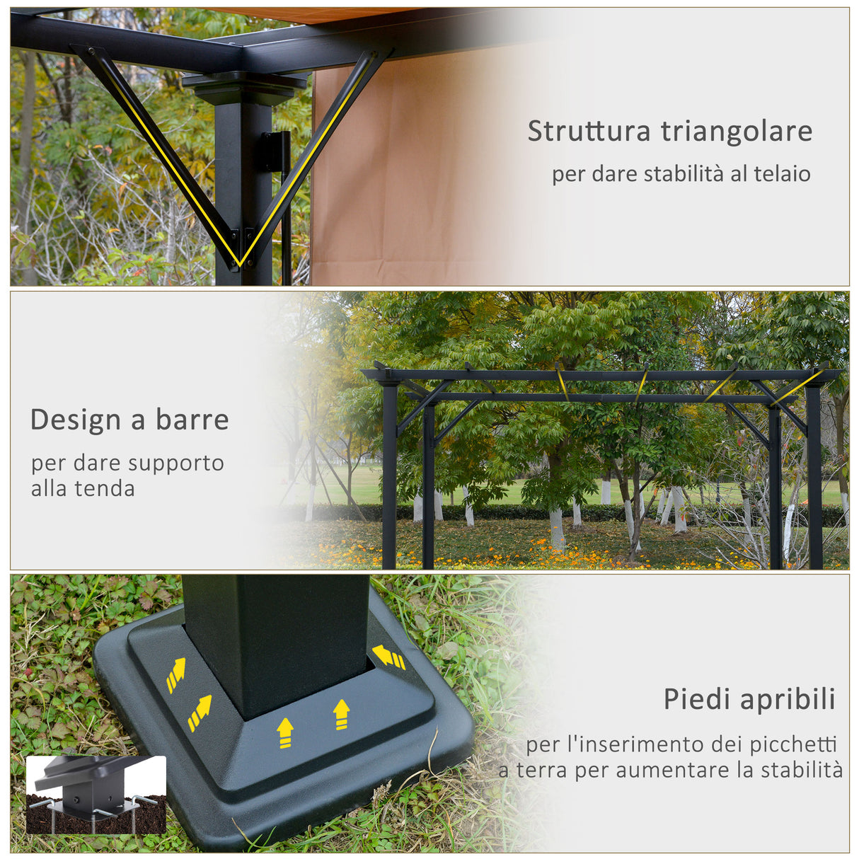 easycomfort pergola gazebo da giardino in acciaio tende regolabili 305x305x220cm