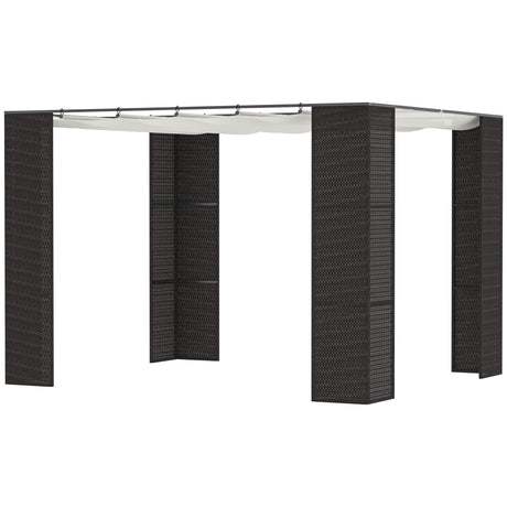 easycomfort easycomfort gazebo pergola da giardino 3x3m con tenda scorrevole struttura in metallo e rattan pe nero