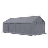 easycomfort tendone da giardino per feste con porte a cerniera e pannelli removibili 8x4m grigio scuro