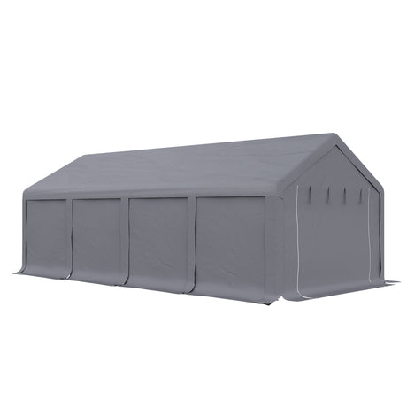 easycomfort tendone da giardino per feste con porte a cerniera e pannelli removibili 8x4m grigio scuro