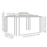 easycomfort gazebo da giardino 3.7x3m con tetto in policarbonato a 2 livelli acciaio e alluminio marrone