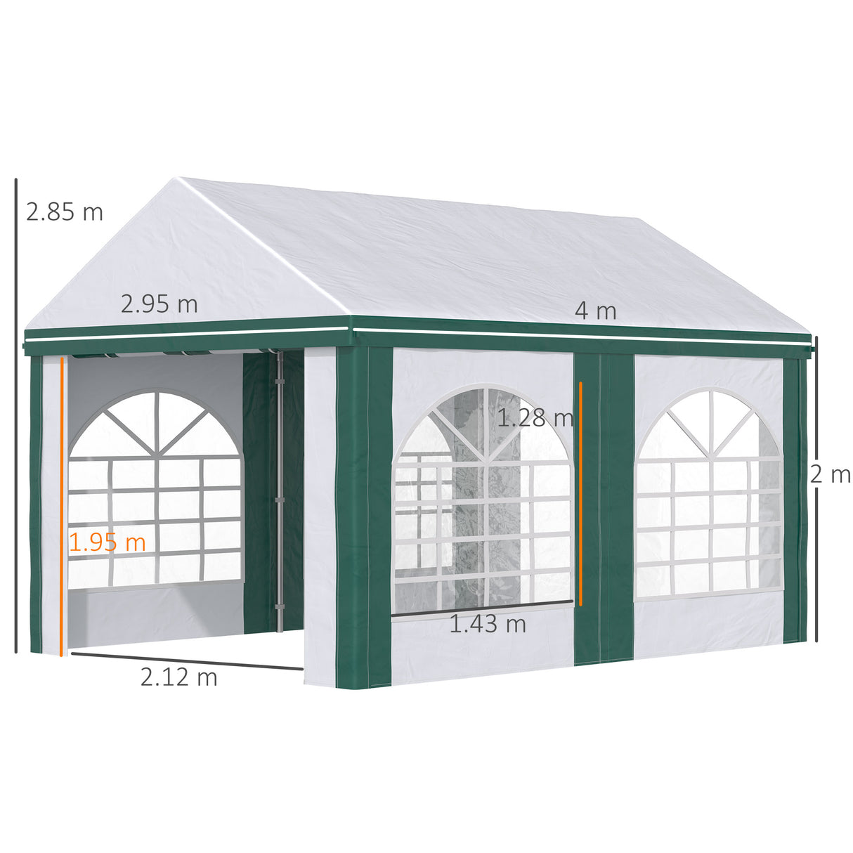 easycomfort tendone da giardino 4x3m per 12 persone con doppio ingresso bianco e verde