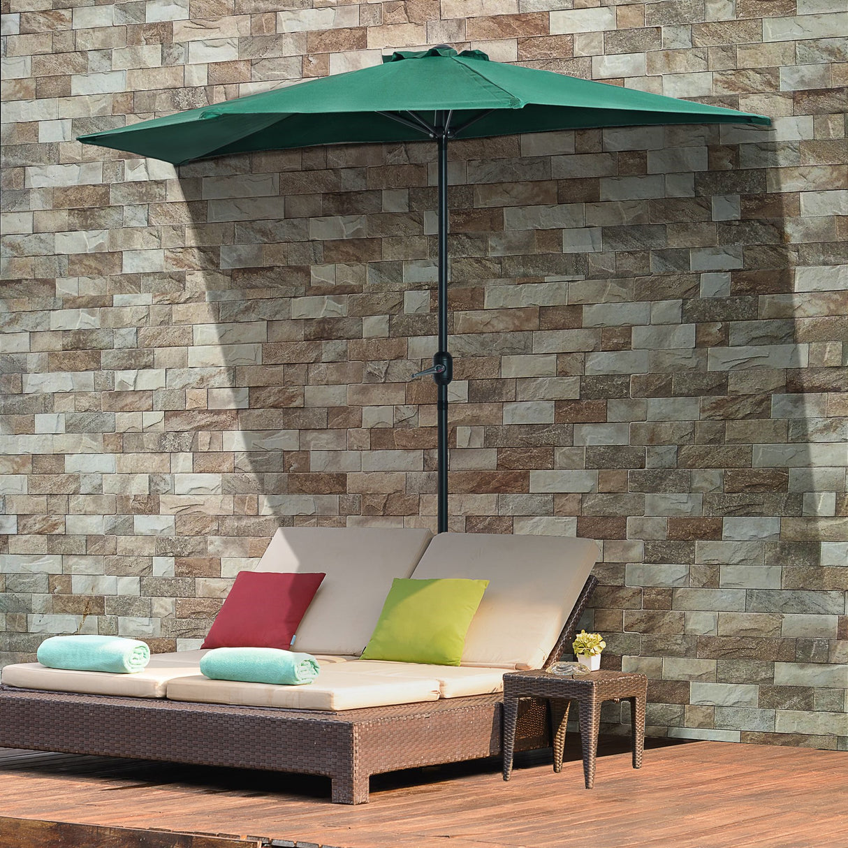 easycomfort easycomfort ombrellone semicircolare impermeabile protezione uv verde 269 x 138 x 236cm