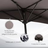 easycomfort easycomfort ombrellone semicircolare da parete con manovella in poliestere e metallo 2 7x2 4 m grigio