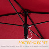 easycomfort easycomfort ombrellone da giardino rettangolare con inclinazione regolabile e palo in alluminio 198x130x240cm rosso e nero