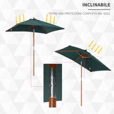 easycomfort easycomfort ombrellone rettangolare in bambu e poliestere anti uv verde 2x1 5x2 3m