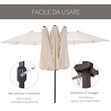 easycomfort easycomfort ombrellone doppio tettuccio da esterni anti uv 460 x 270 x 240 beige marrone