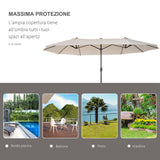 easycomfort easycomfort ombrellone doppio tettuccio da esterni anti uv 460 x 270 x 240 beige marrone