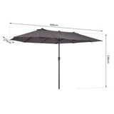 easycomfort easycomfort ombrellone parasole da giardino esterno tessuto poliestere grigio
