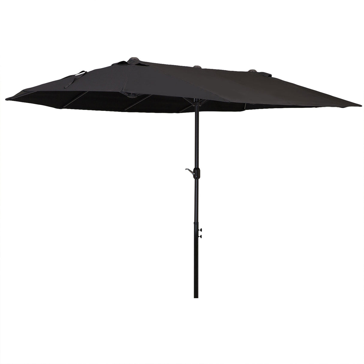 easycomfort easycomfort ombrellone da giardino doppio con apertura a manovella in acciaio e poliestere 460x270x240 cm nero
