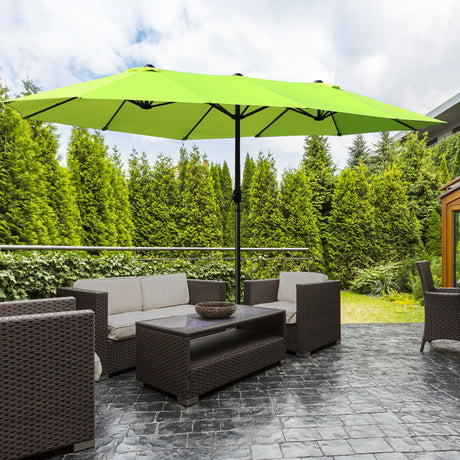 easycomfort easycomfort ombrellone da giardino doppio con apertura a manovella in acciaio e poliestere 460x270x240 cm verde chiaro