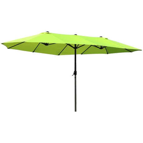 easycomfort easycomfort ombrellone da giardino doppio con apertura a manovella in acciaio e poliestere 460x270x240 cm verde chiaro