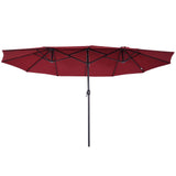 easycomfort easycomfort ombrellone da giardino 460x270x240cm doppio con apertura a manovella acciaio e poliestere rosso vino