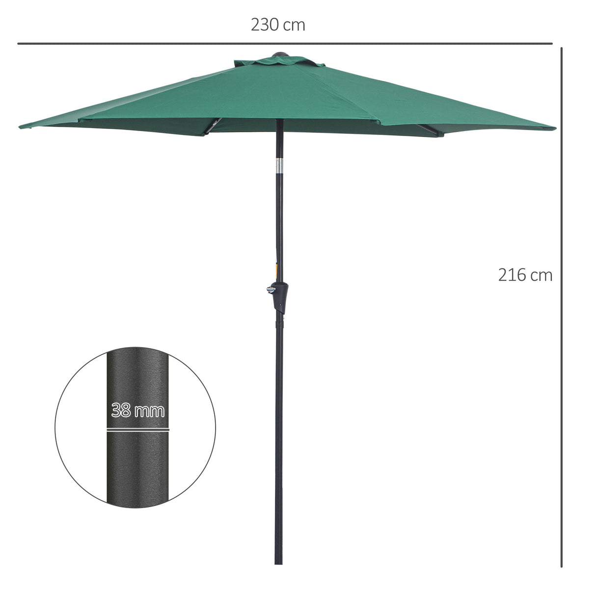 easycomfort easycomfort ombrellone da giardino inclinabile spiaggia alluminio e poliestere 2.7 2.35m verde scuro