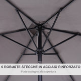easycomfort ombrellone da giardino 2.7x2.4 m inclinabile con manovella in alluminio e poliestere grigio e nero