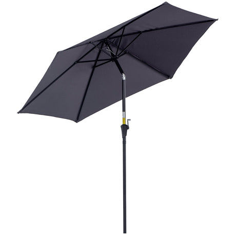 easycomfort ombrellone da giardino 2.7x2.4 m inclinabile con manovella in alluminio e poliestere grigio e nero