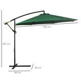 easycomfort easycomfort ombrellone impermeabile decentrato verde struttura in acciaio con manovella 300 x 250 cm