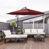 easycomfort easycomfort ombrellone da esterni 3x2 5 m decentrato rosso scuro in poliestere anti uv e acciaio con manovella