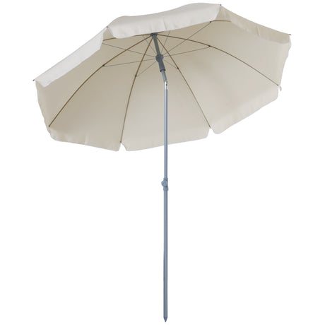 easycomfort easycomfort ombrellone da esterno giardino terrazza portatile 220cm con tettuccio inclinabile in poliestere bianco crema