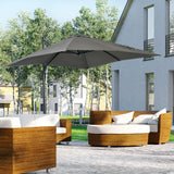 easycomfort ombrellone da giardino con angolazione regolabile su 3 livelli e rotazione a 360 2.5x2.5 m grigio