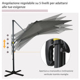 easycomfort ombrellone da giardino con angolazione regolabile su 3 livelli e rotazione a 360 2.5x2.5 m grigio
