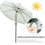 easycomfort ombrellone da giardino e terrazza o2.7x2.5 m rotondo con testa inclinabile e resistente ai raggi uv 50+ beige