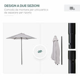 easycomfort outusnny ombrellone 2x2 m da giardino con palo centrale ombrellone per esterno in alluminio grigio chiaro