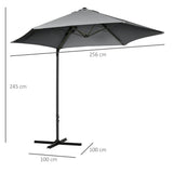 easycomfort ombrellone da giardino 2.6x2.5 m con rotazione a 360 e tettuccio ventilato in poliestere grigio