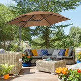 easycomfort ombrellone da giardino 3x2.5 m in metallo e poliestere a 6 stecche con base a croce marrone