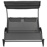 easycomfort easycomfort lettino prendisole reclinabile a 2 posti con ruote poggiatesta imbottito e tetto 200x137x138 cm grigio