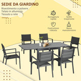 easycomfort easycomfort set da giardino 7 pezzi con tavolo allungabile e 6 sedie da giardino con seduta traspirante