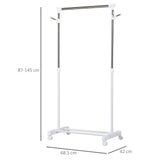easycomfort easycomfort appendiabiti stender ad altezza regolabile con fondo portaoggetti e 4 ruote 68 5x42x87 145 cm
