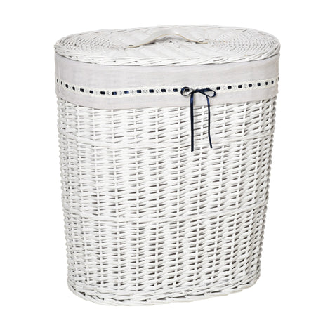 easycomfort easycomfort cesto portabiancheria in vimini con coperchio e sacco interno in tessuto lavabile bianco